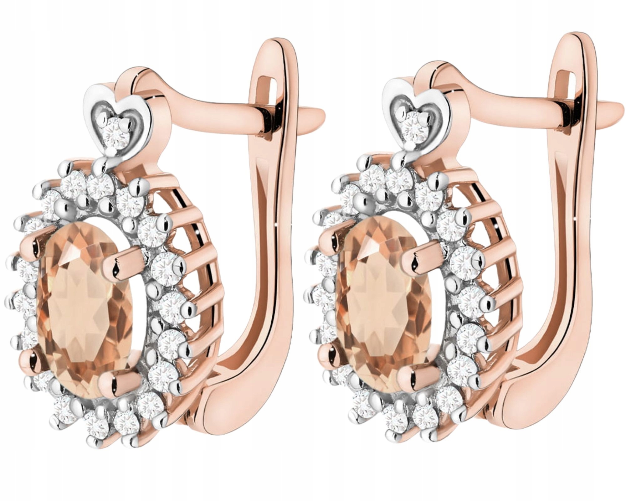 Růžové Náušnice S Morganitem A Diamanty 585 14K Zlato Ryzost Dárek