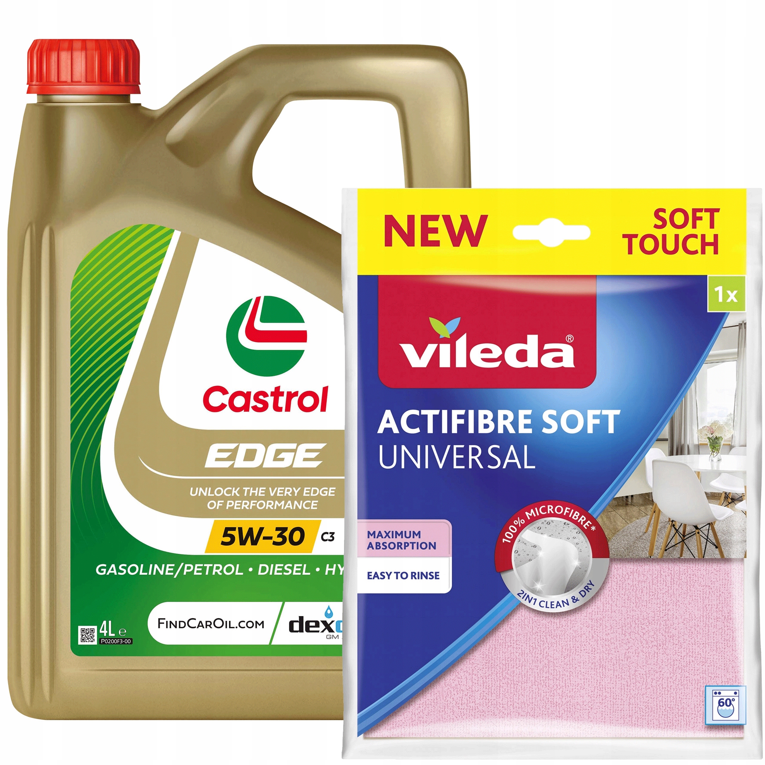 Motorový olej Castrol Edge 5W-30 C3 4L+ Utierka Vileda Actifibre