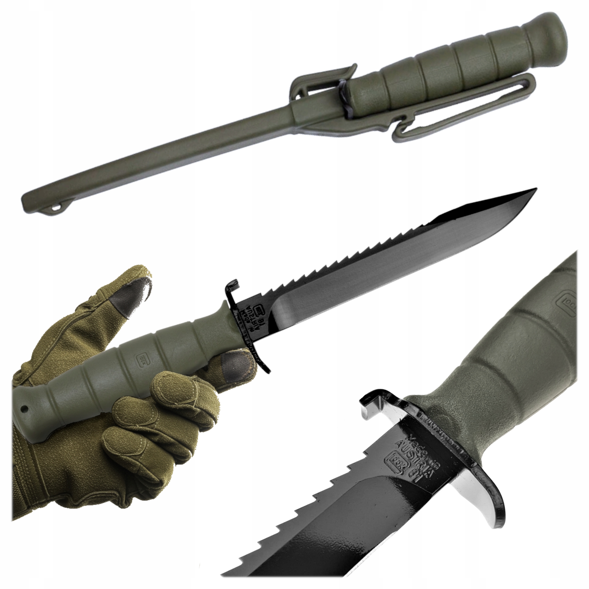 Nůž Glock 81 Ergonomický úchop Ocel 55 HRc Battlefield Green