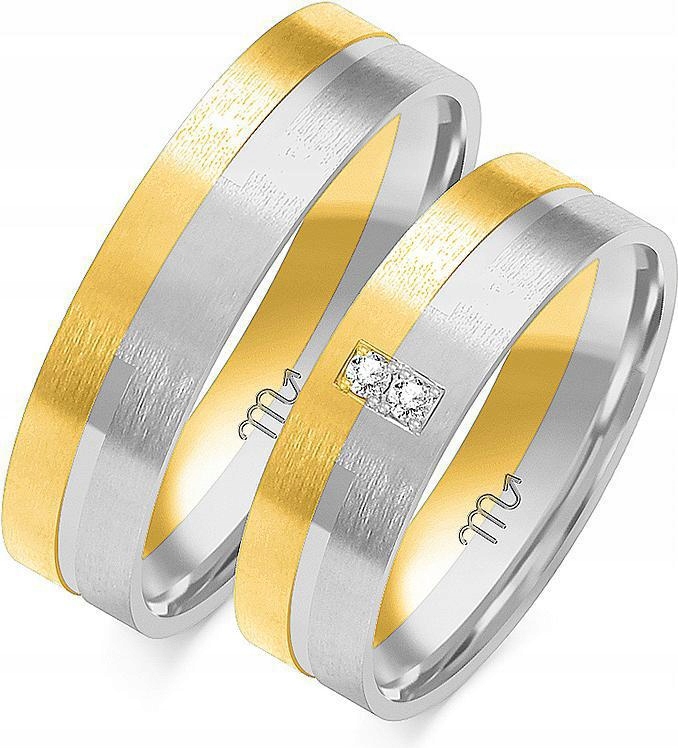 Zlatý snubní prsten s gravírováním 14k 585 r 8 9 10 dámský dvoubarevný