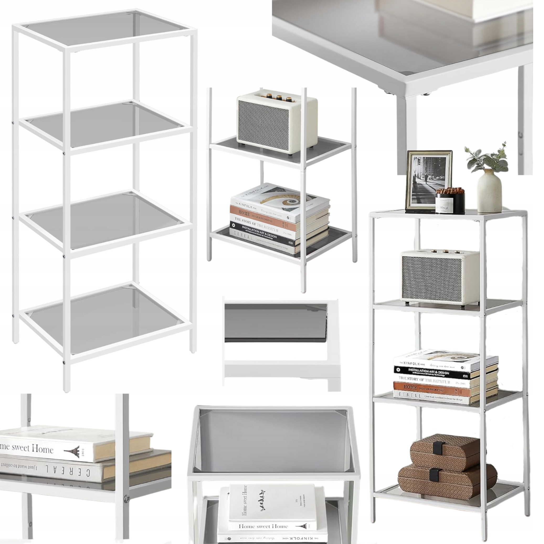 Úzky Regál Biela skrinka Stojan do kúpeľne Otvorené police Loft