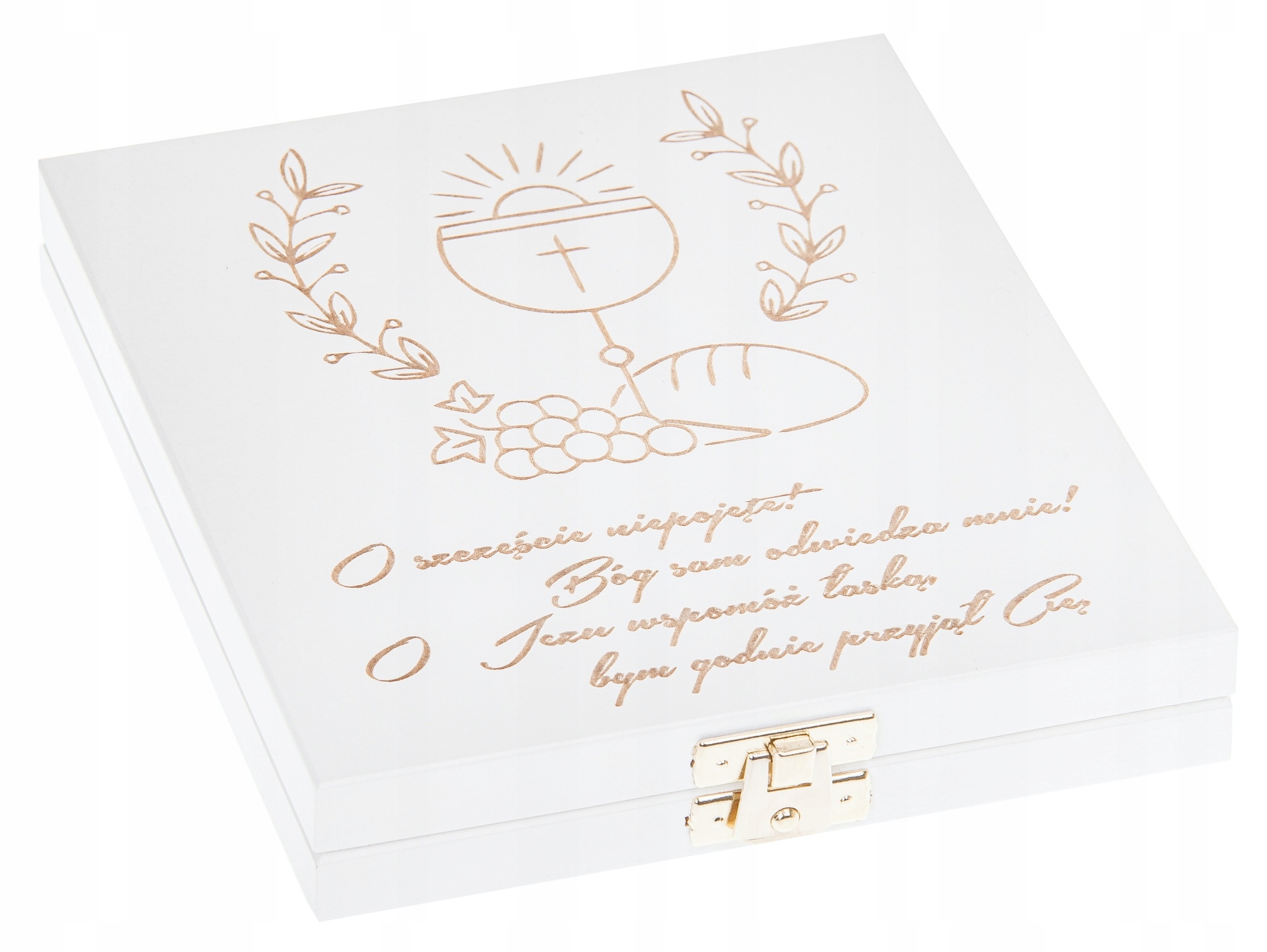 

Białe Pudełko na Pieniądze pamiątka Komunii grawer