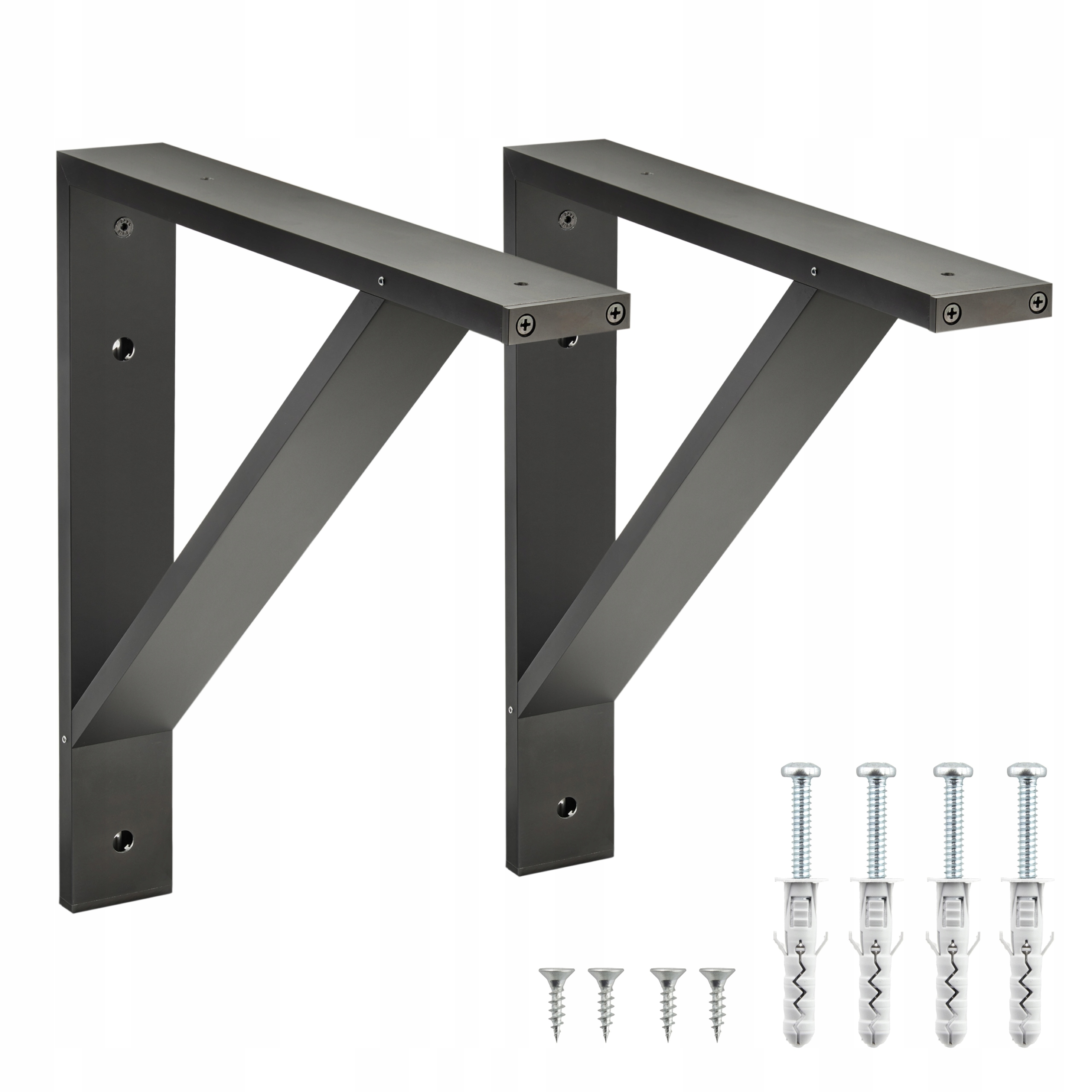 2 x Hliníkový Úhelník Desky Stolu 400 MM Černý 100 Kg Vruty