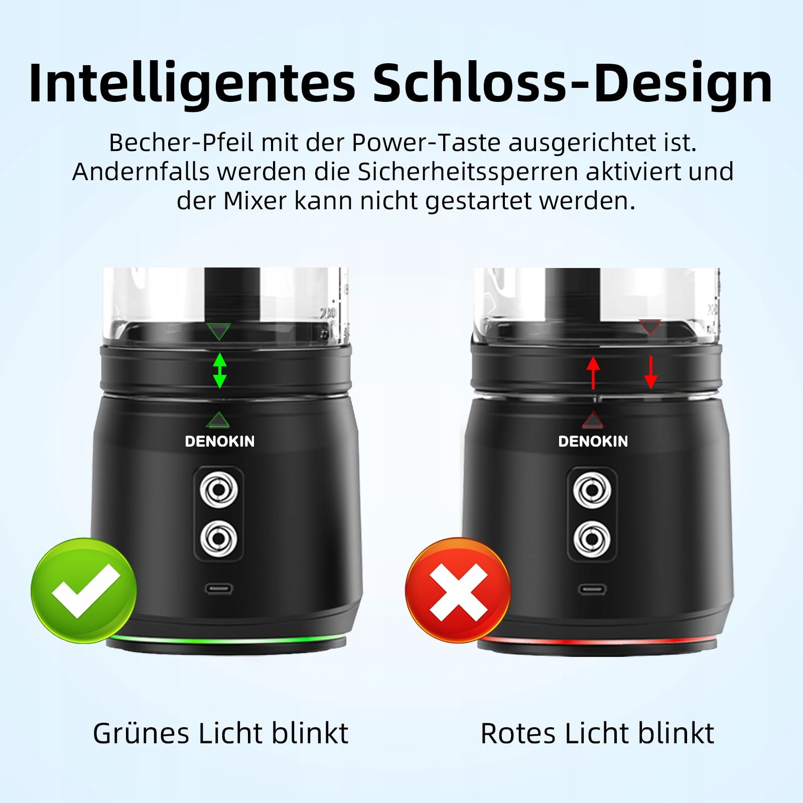 DENOKIN Przenośny Blender 700ml Smoothie Maker 6 Ostrzy BPA Free — miniatura 4