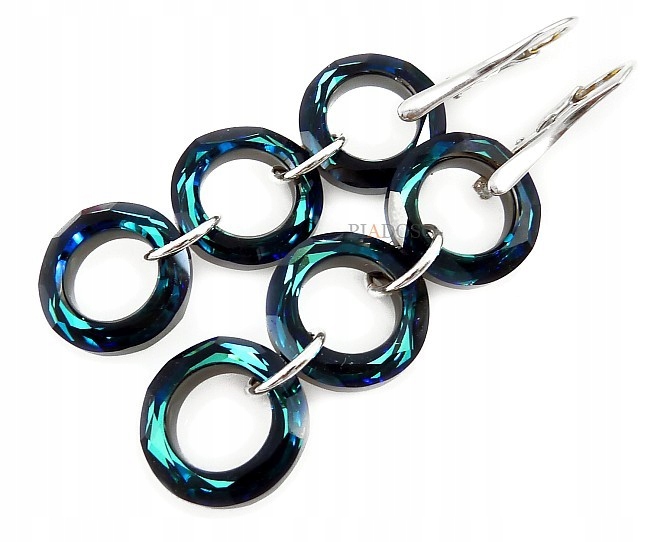 Krásné krystaly náušnice Bermuda Blue Rings Stříbro