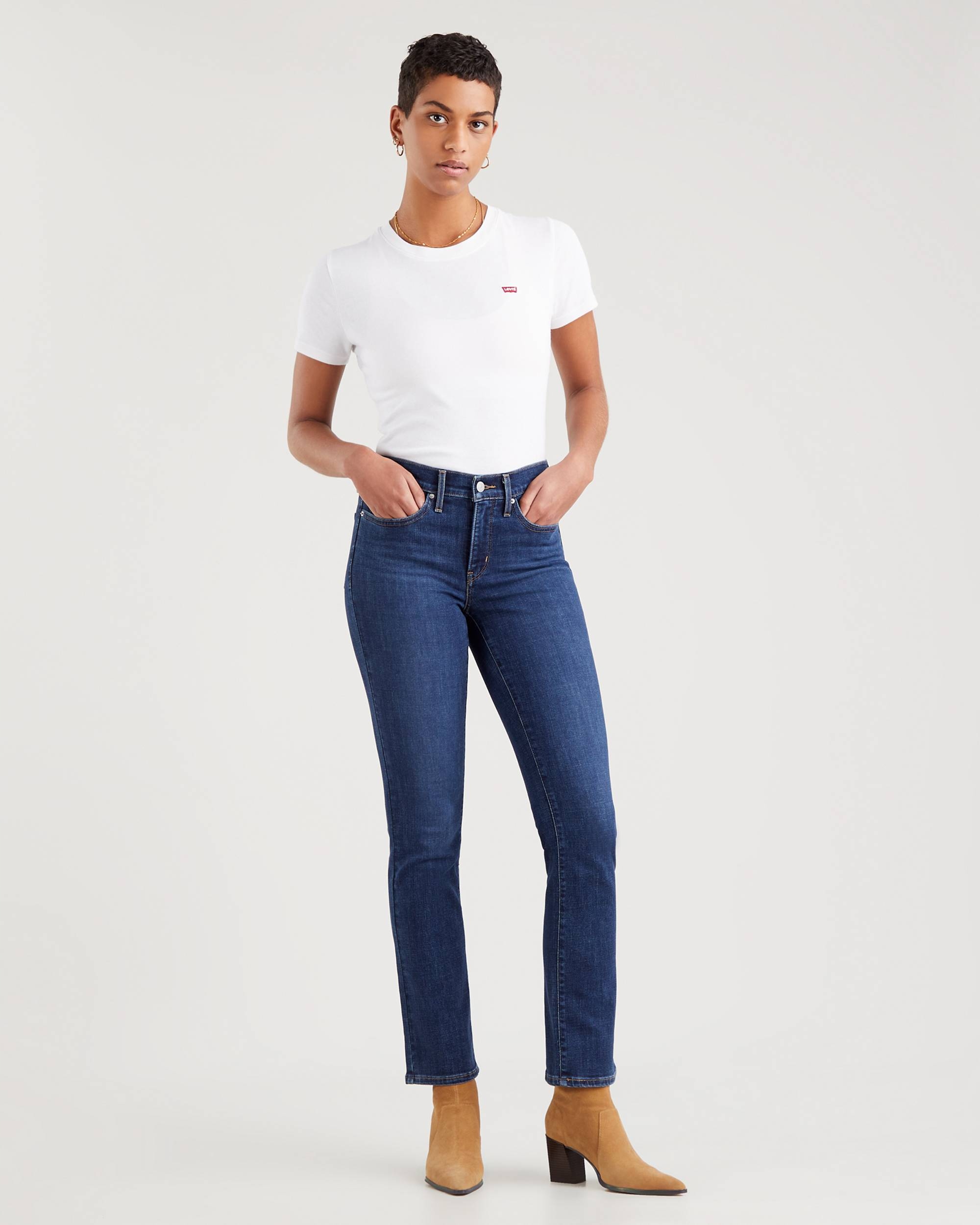 Levi's Dámské Džíny Úzké Nohavice Tmavě Modré S Oděrkami, Střední Stav 26/30 7AA