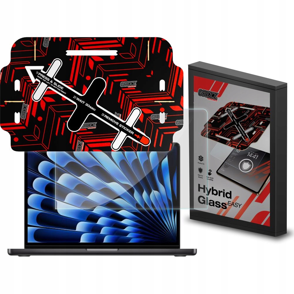 Szkło hybrydowe Grizz do MacBook Air 15" M4 2025 wytrzymała szybka na ekran