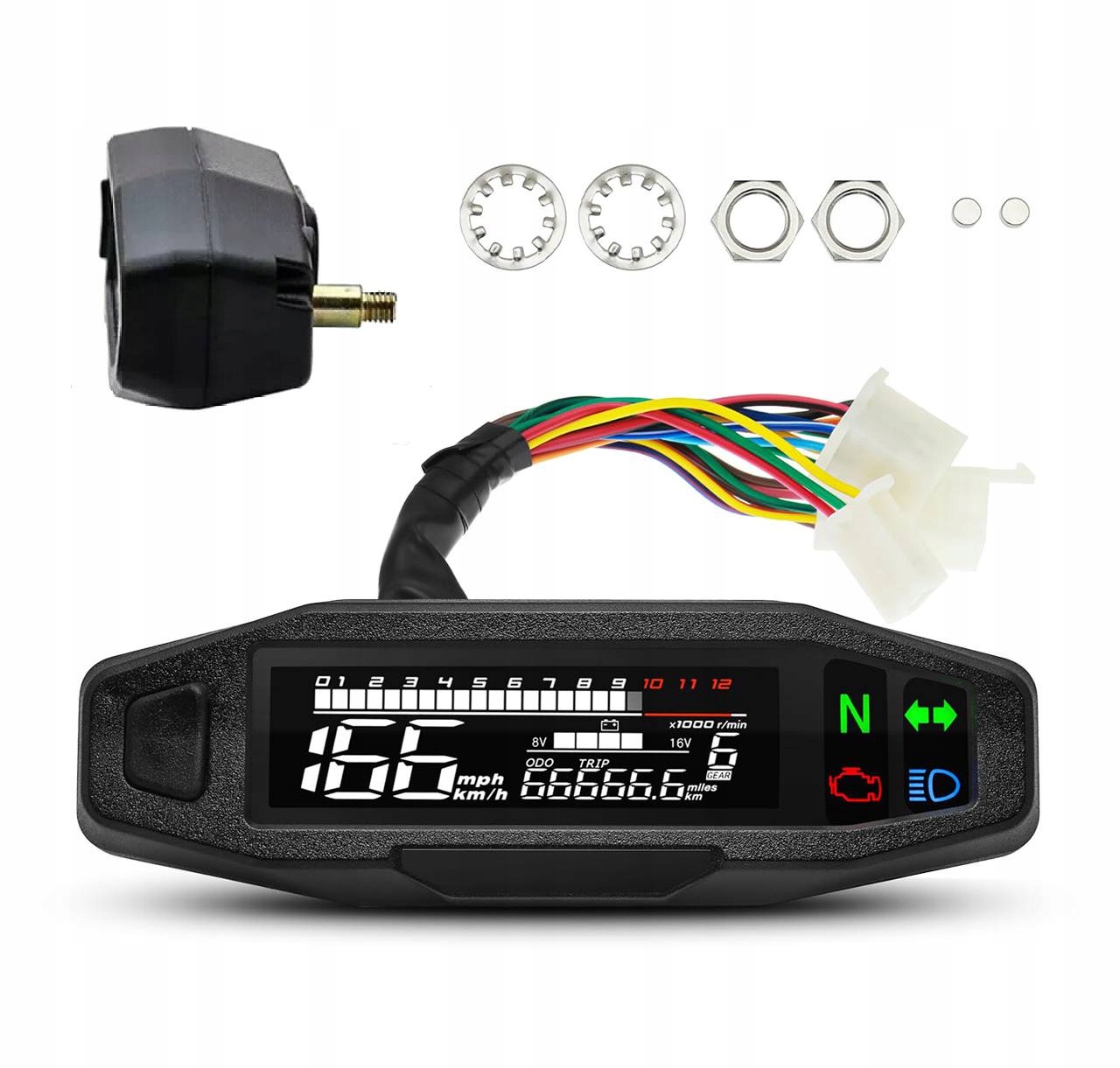 Digitální otáčkoměr, LCD počítadlo kilometrů pro motocykl