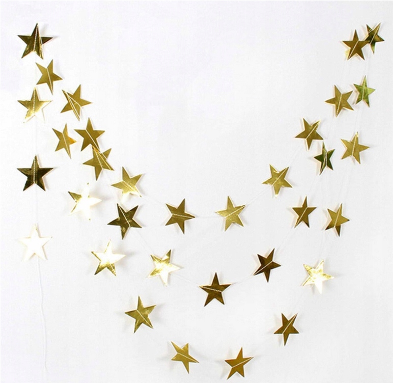 GIRLANDA ZŁOTE GWIAZKI 4 METRY Marka bez marki