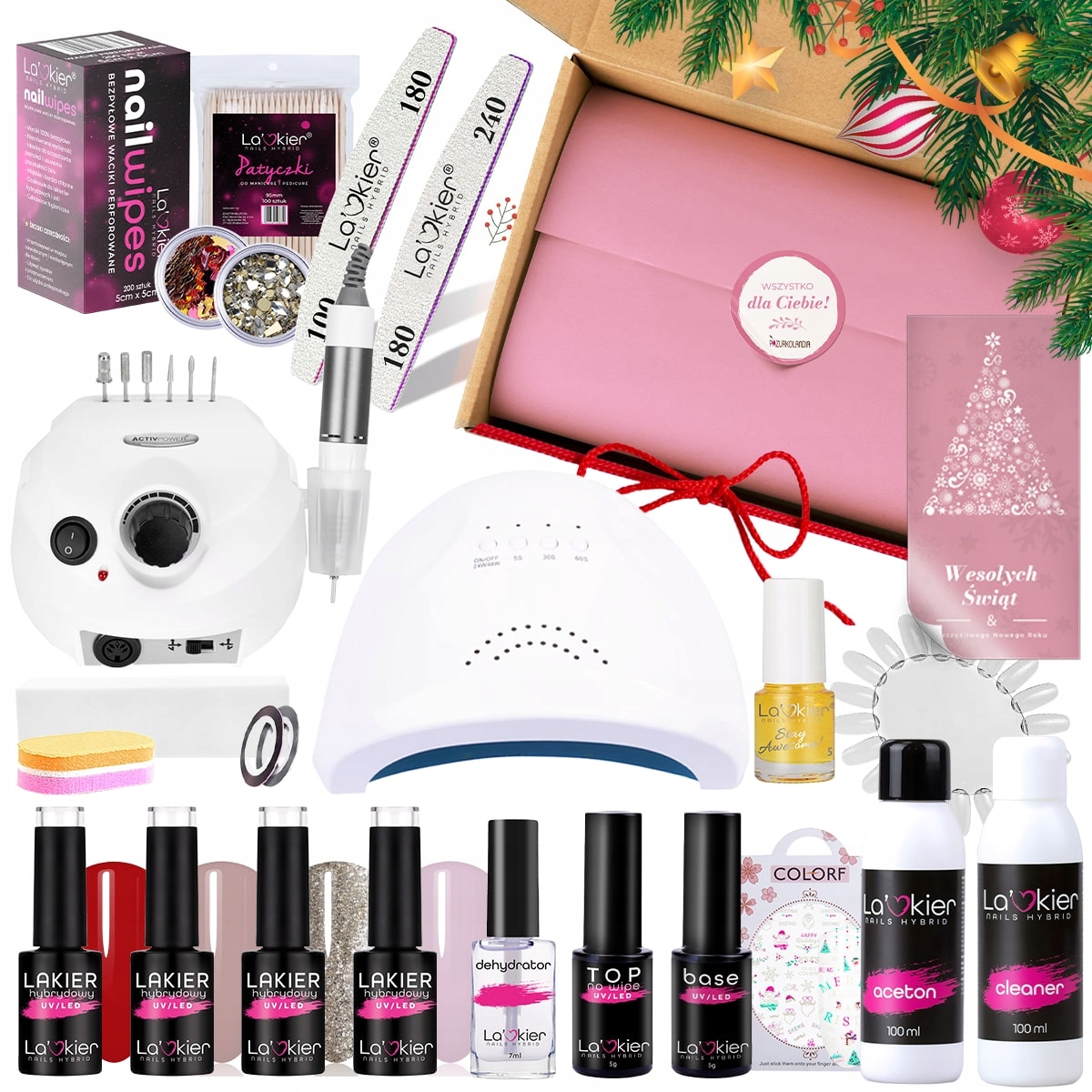 Zestaw do hybryd 14x La'kier NA PREZENT lakier lampa frezarka + gratisy
