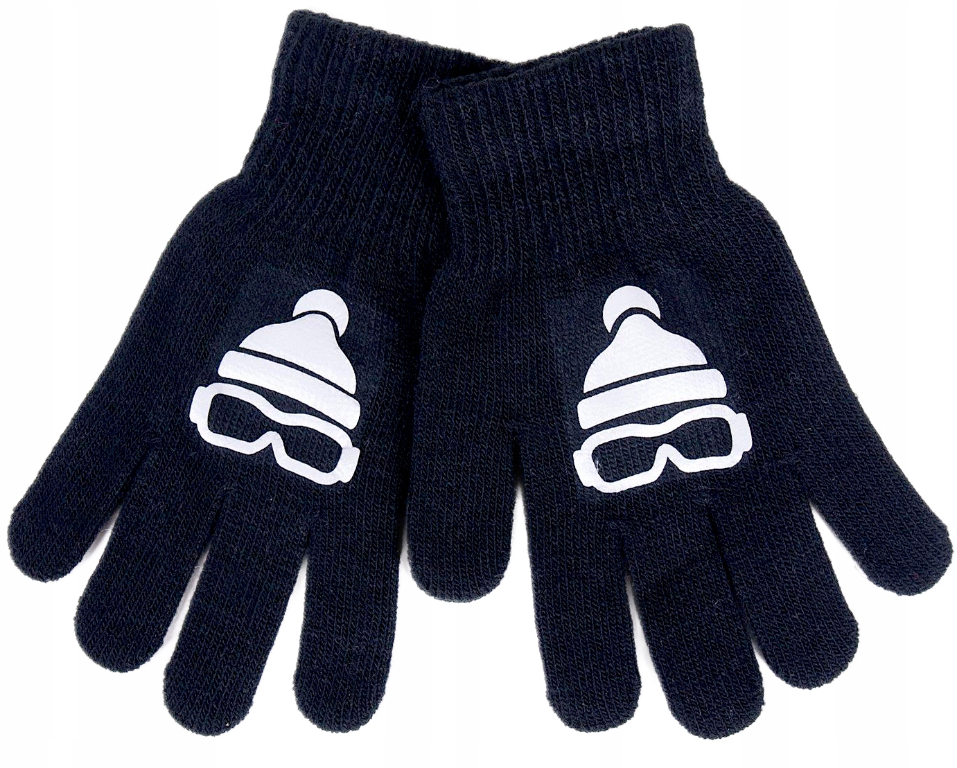 YO RĘKAWICZKI PIĘCIOPALCZASTE CZAPKA CZARNE 14 CM