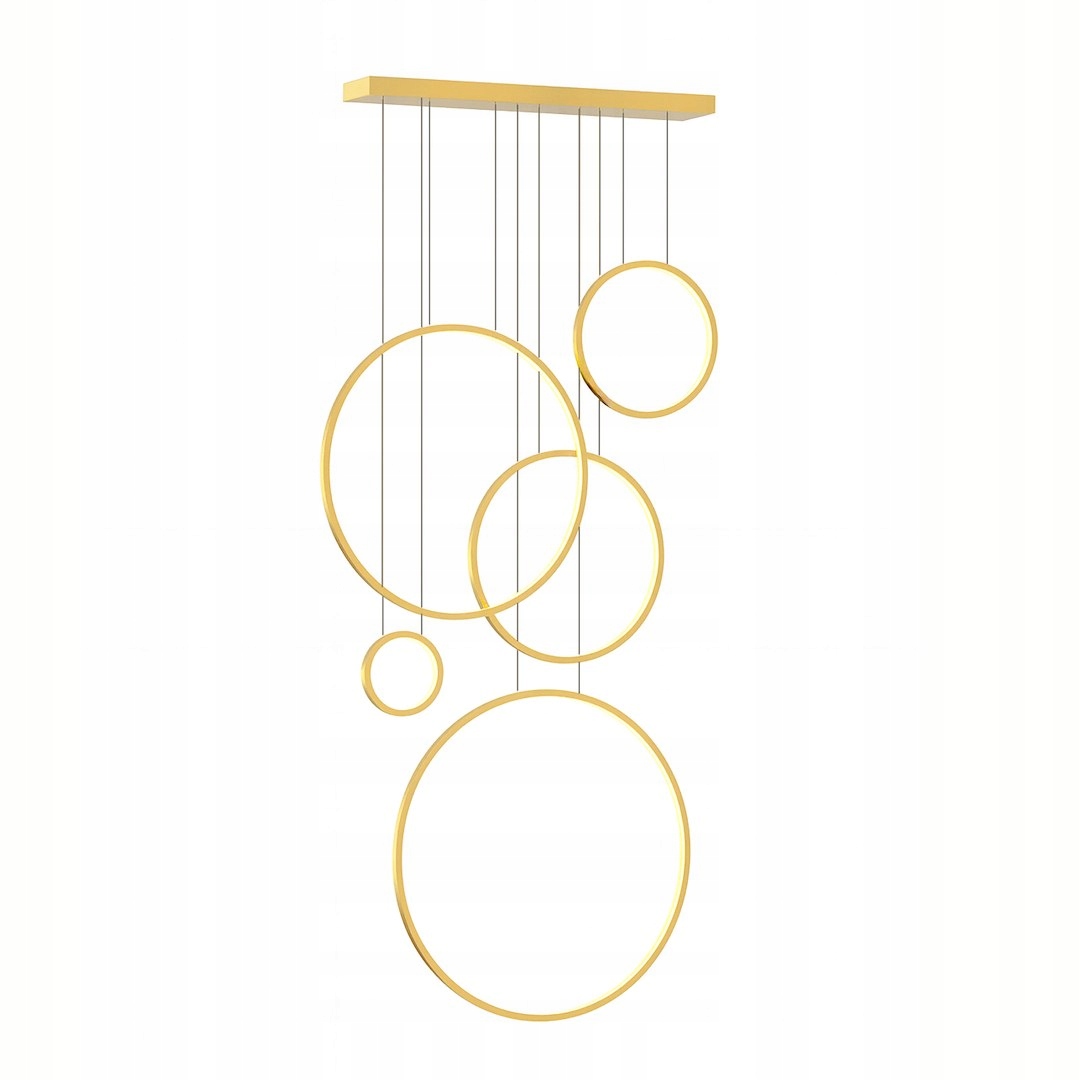 Złota niesamowita lampa wisząca 3,5 m do wysokiego holu Ringi poziome hotel