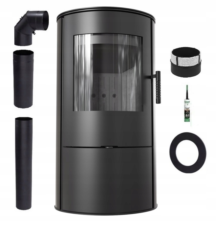 Kamna Volně Stojící Ocelová Koza Rollo 8 kW Černá Sada