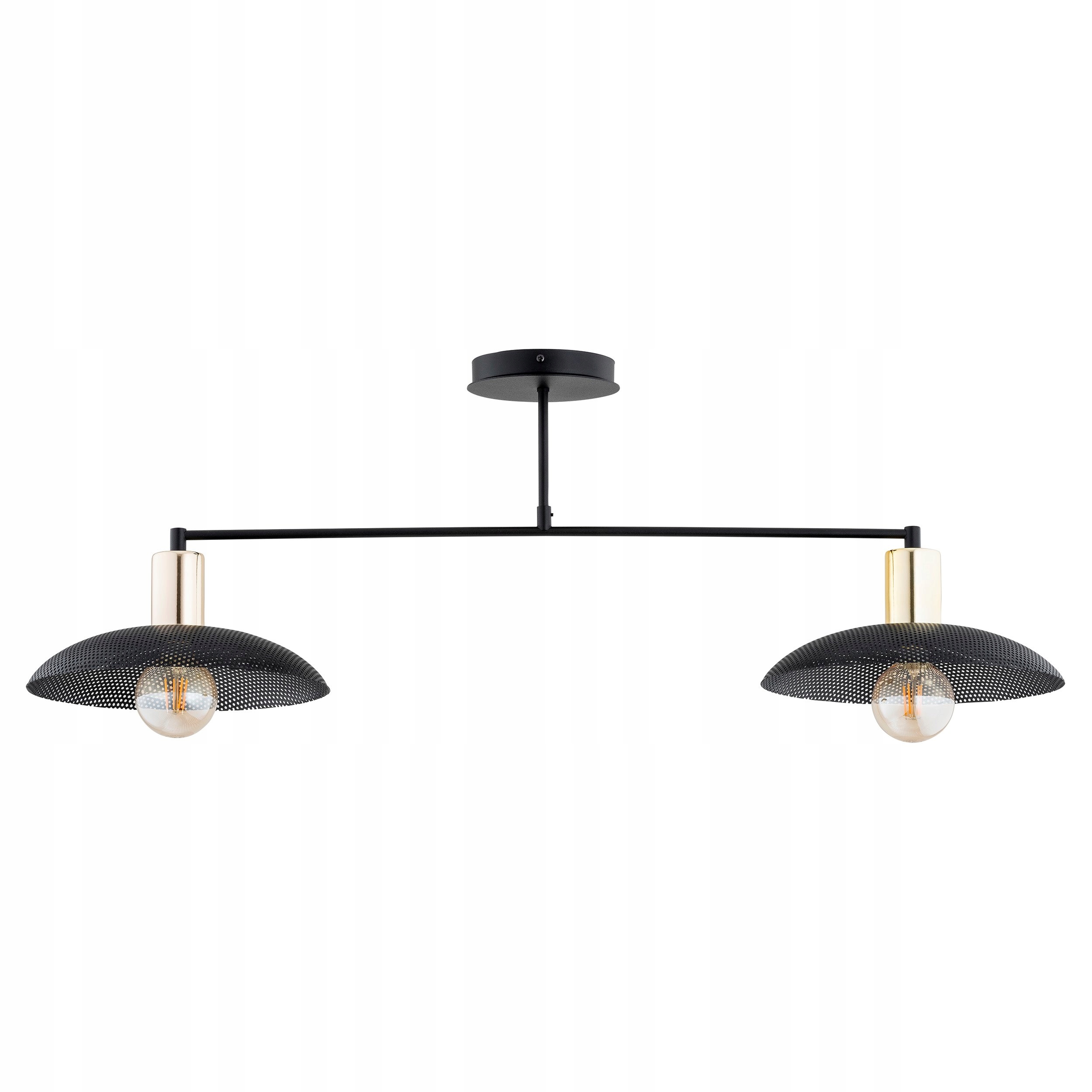 Veľká stropná lampa Neli 100 cm 2xE27 Čierne Kloše kovové zlaté doplnky