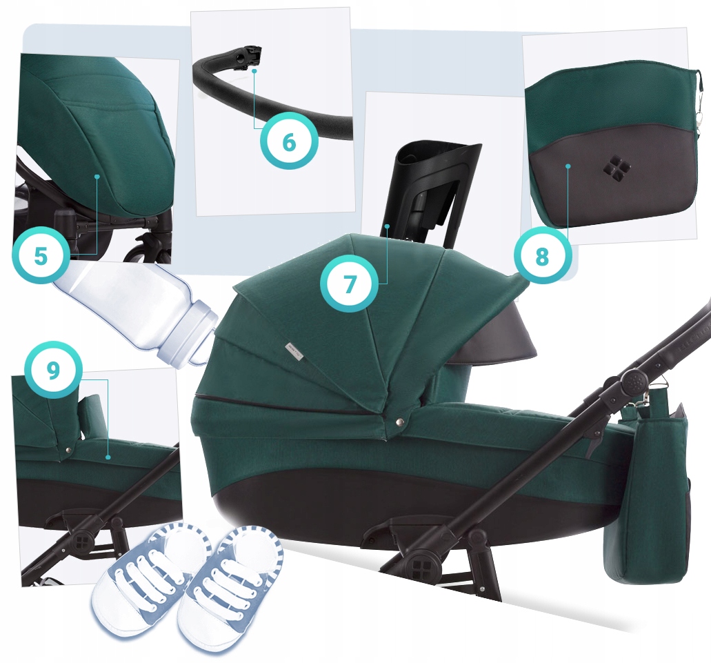 WÓZEK 4W1 BEBETTO HOLLAND 04 CZ I CYBEX ATON BAZA Model Holland