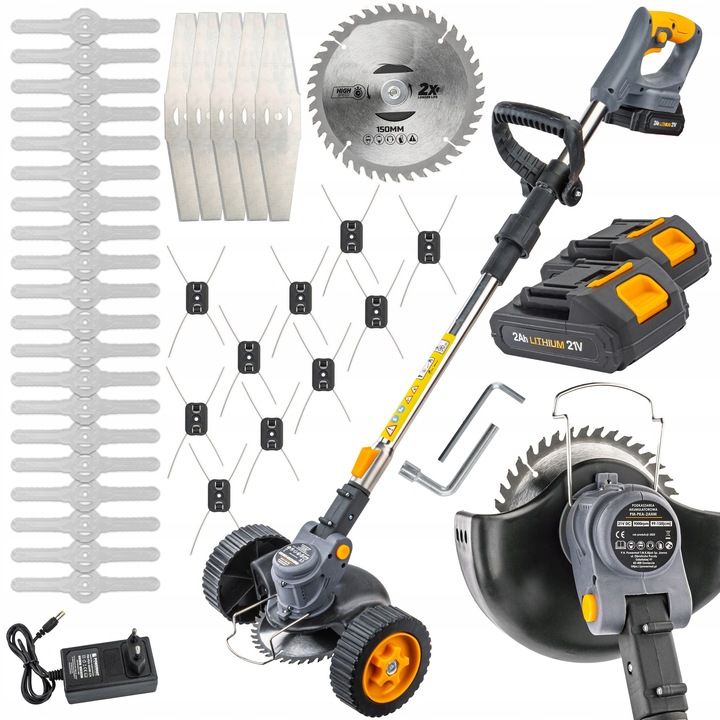 Akumulátorová Sekačka Vyžínač Křovinořez Na Kolech 2X 21V 2AH Powermat