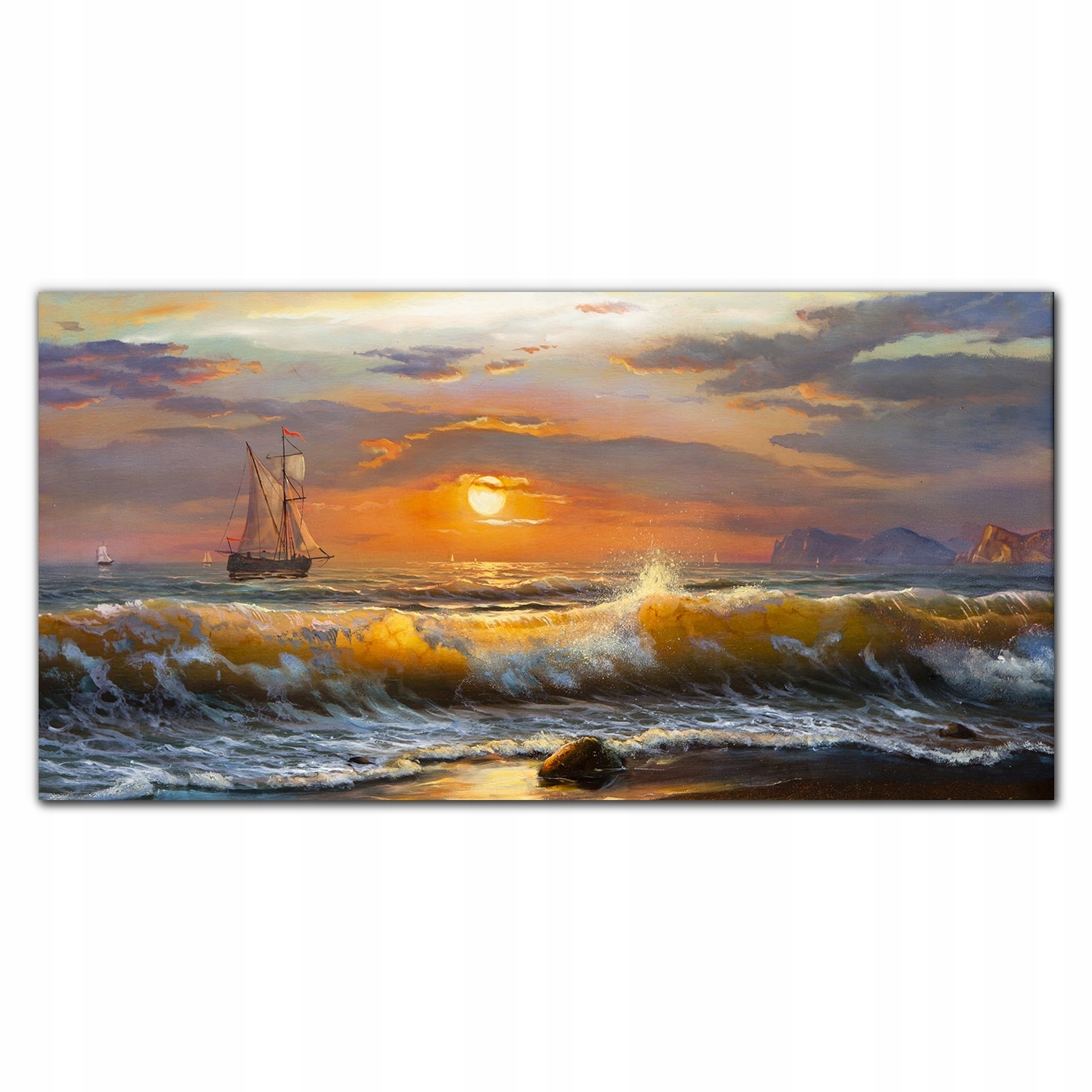 Obraz plátno Pobrežie vlny západ slnka 140x70 cm