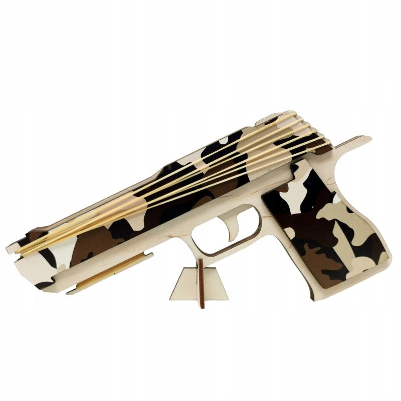 

Pistolet sklejka na gumki 6-strzał. moro brązowy