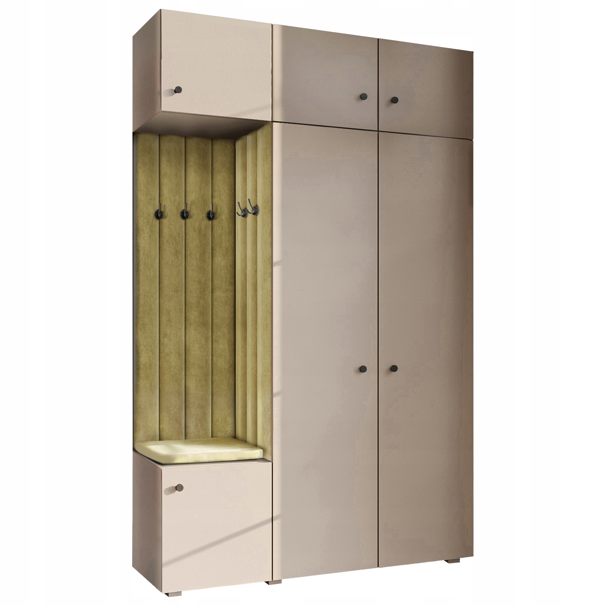 Šatní Skříň Do Předsíně Sedák Nadstavba Panely Béžová Černá Knoflíková 32