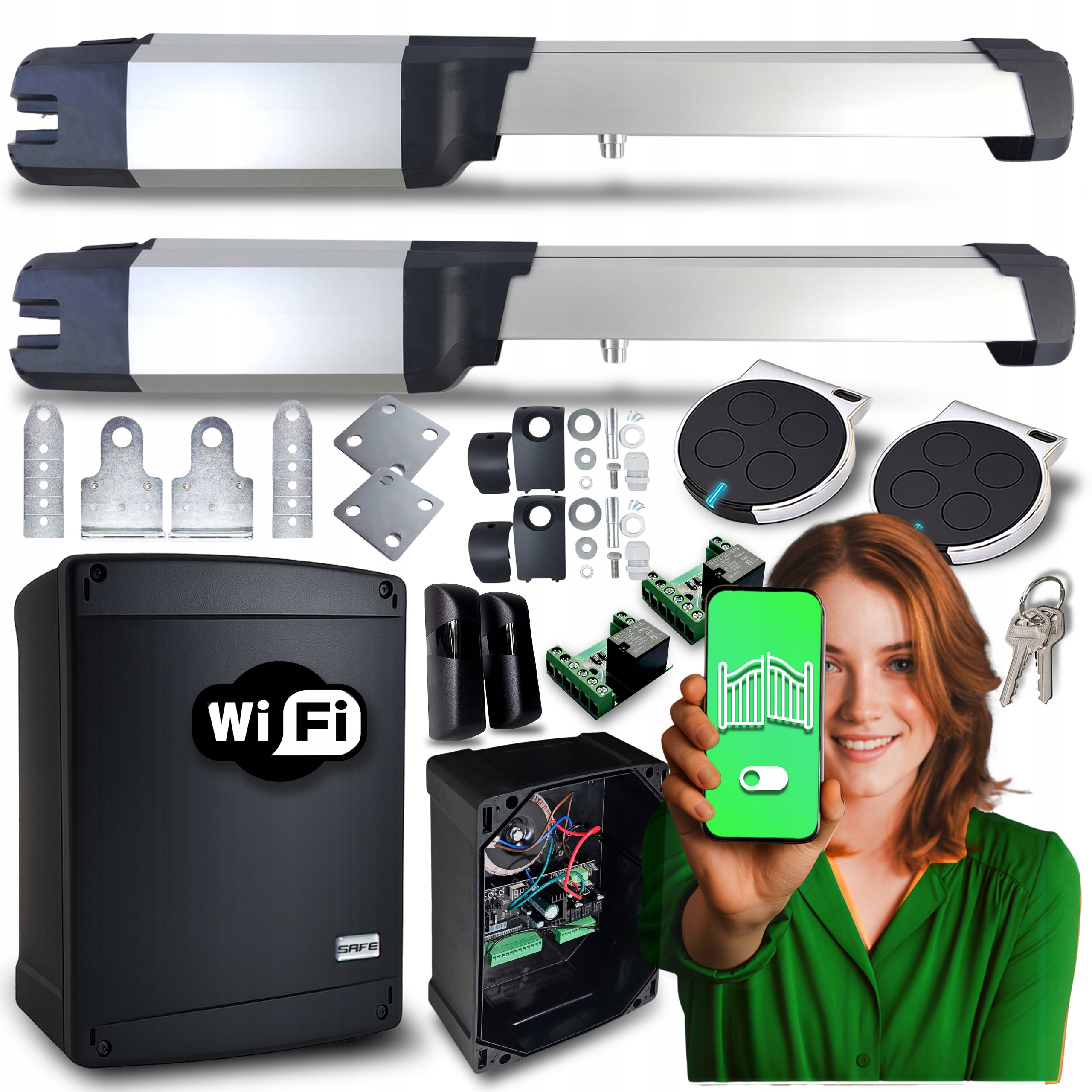 Set pohonu dvoukřídlé brány Bft B25 Phobos Wifi Supla ústředna S24I