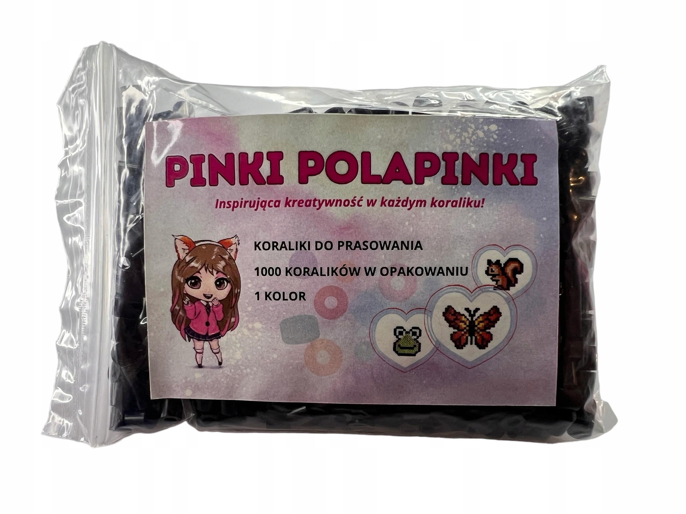 Koraliki do Prasowania Czarne - PINKI POLAPINKI - 1000 szt. CR01 Marka inna