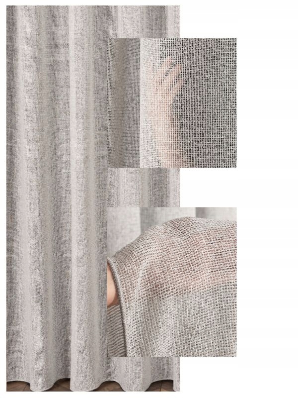 Záclona typu Buklé Záclony Síť jako Záclony Masité Šedá s páskou s270x160