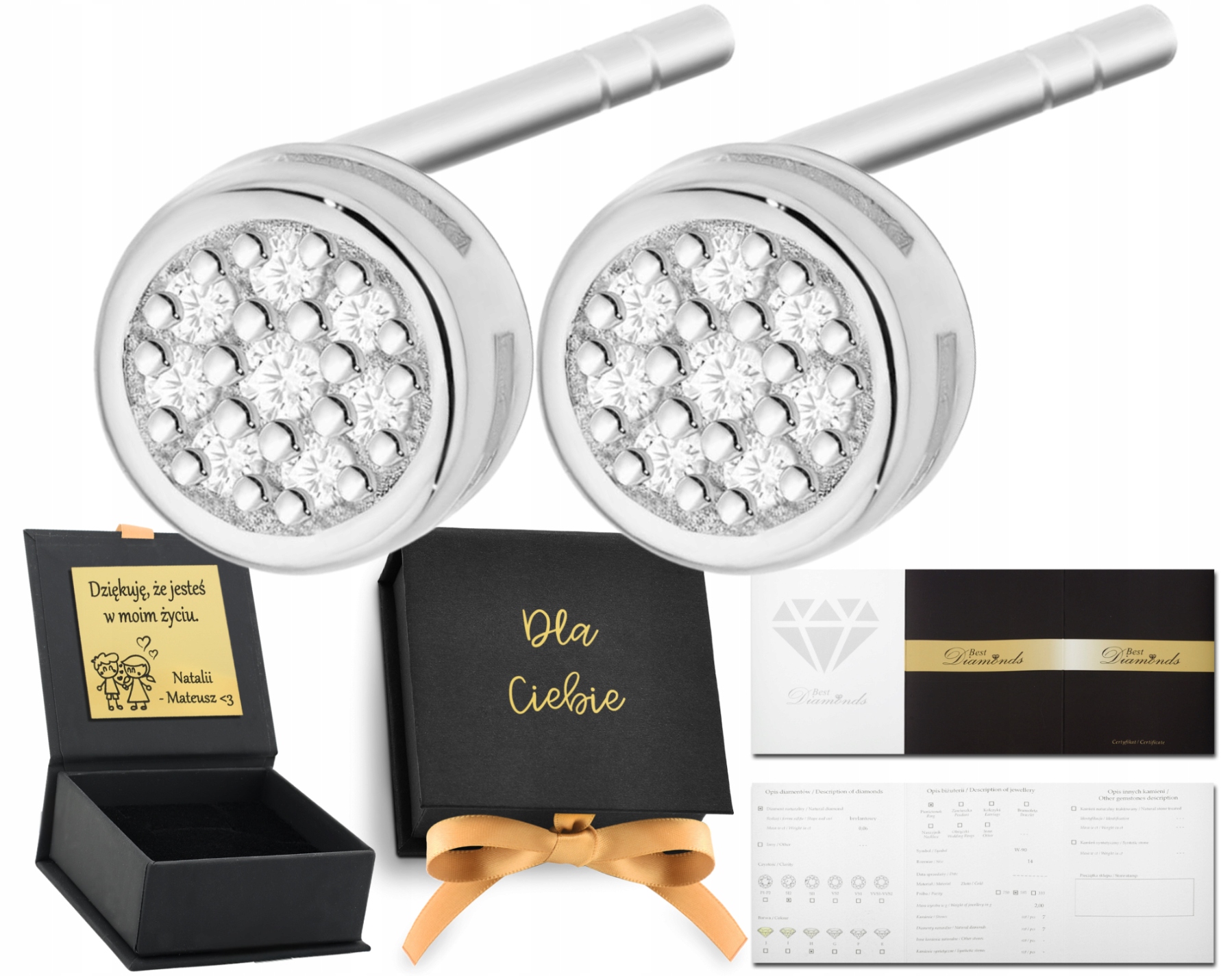 Bílé Zlato Náušnice S Brilianty 0,09 Ct Šrouby