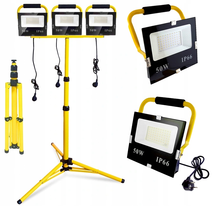 Галогенная светодиодная лампа 150 Вт 3x 50 Вт + штатив