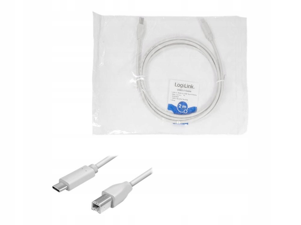 Kabel Logilink CU0161 USB-C - USB-B szary 2 m