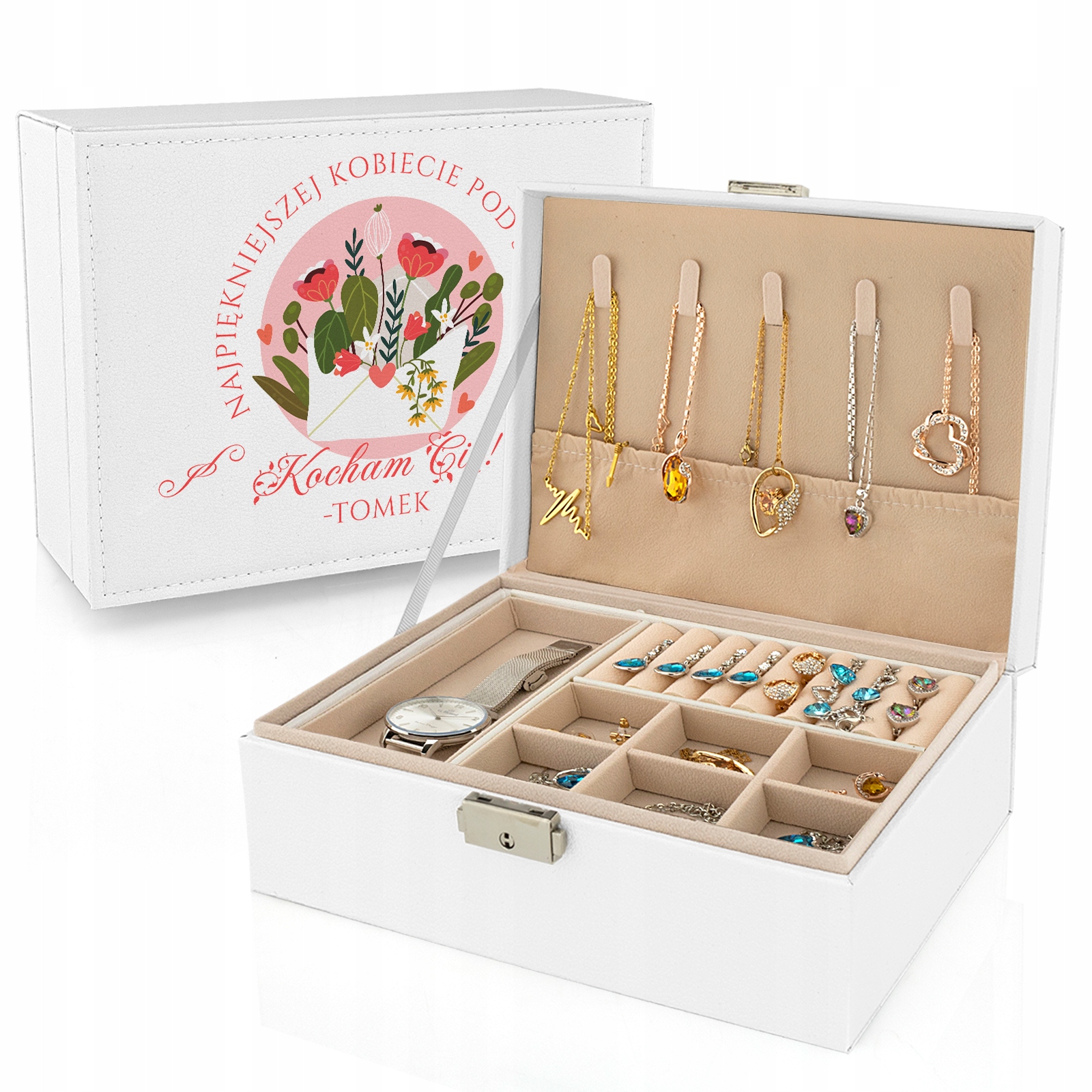 

Szkatułka Na Biżuterię organizer kuferek Grawer