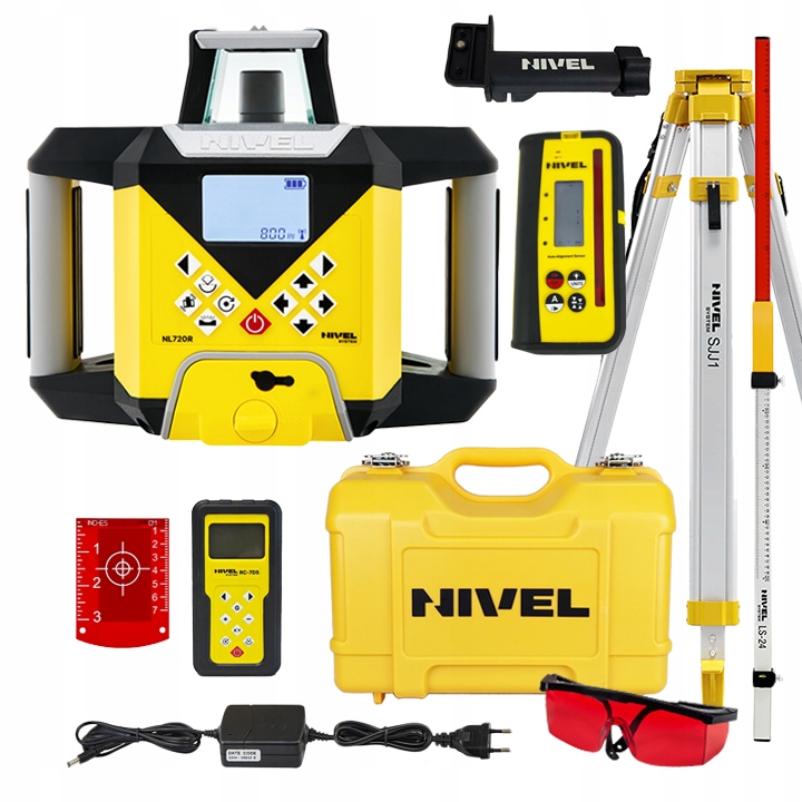 NIVEL SYSTEM NIWELATOR LASEROWY NL720R+STATYW+ŁATA