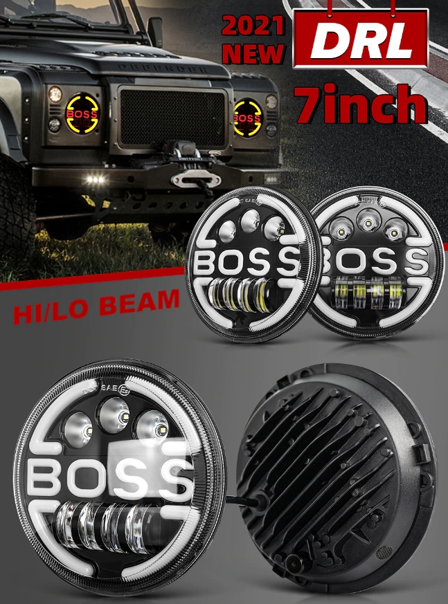 7" 7 CALI REFLEKTOR LED OKRĄGŁY BOSS z hom E9