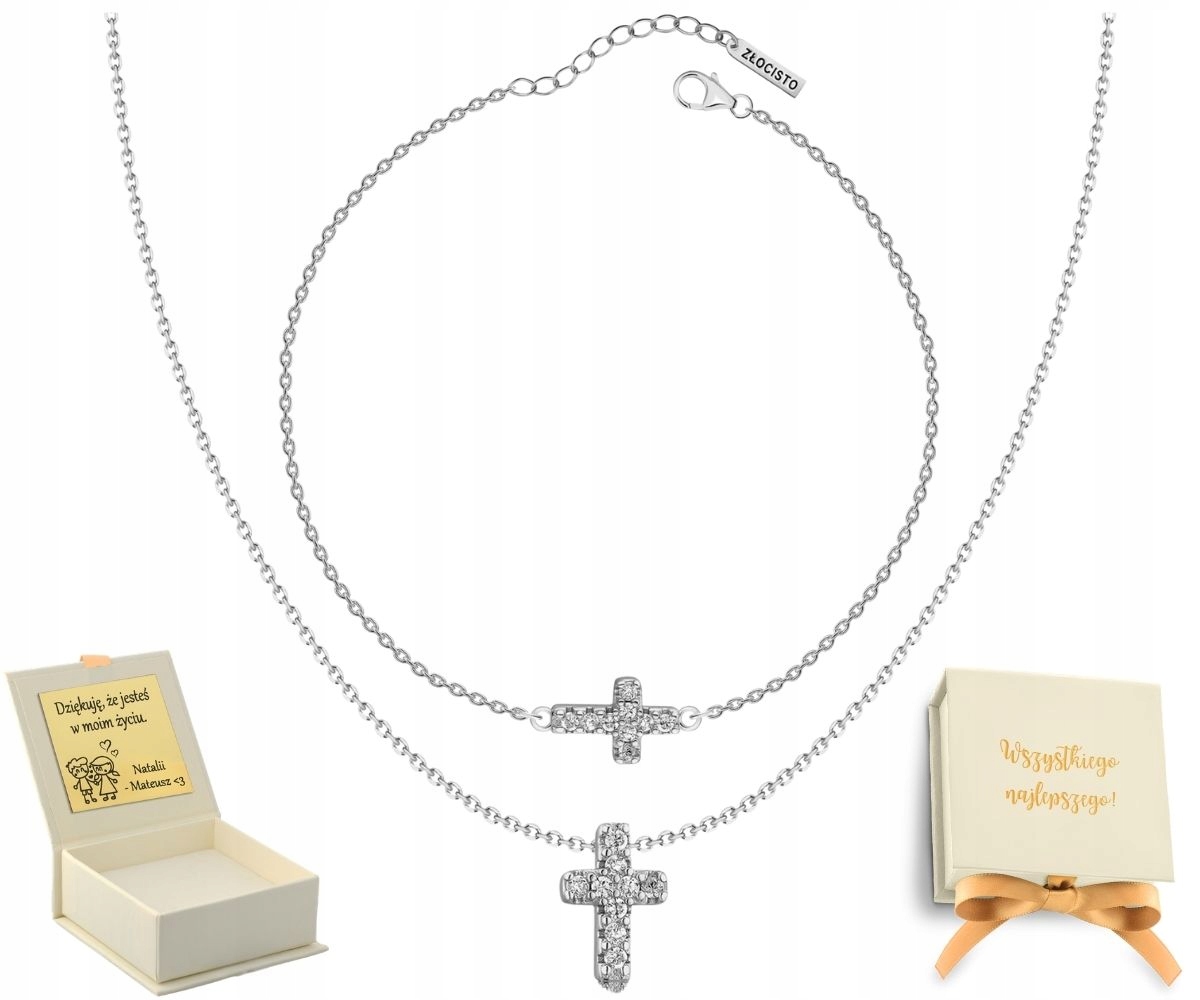 Šperky Komplet Náramek náhrdelník Křížek se zirkony 925