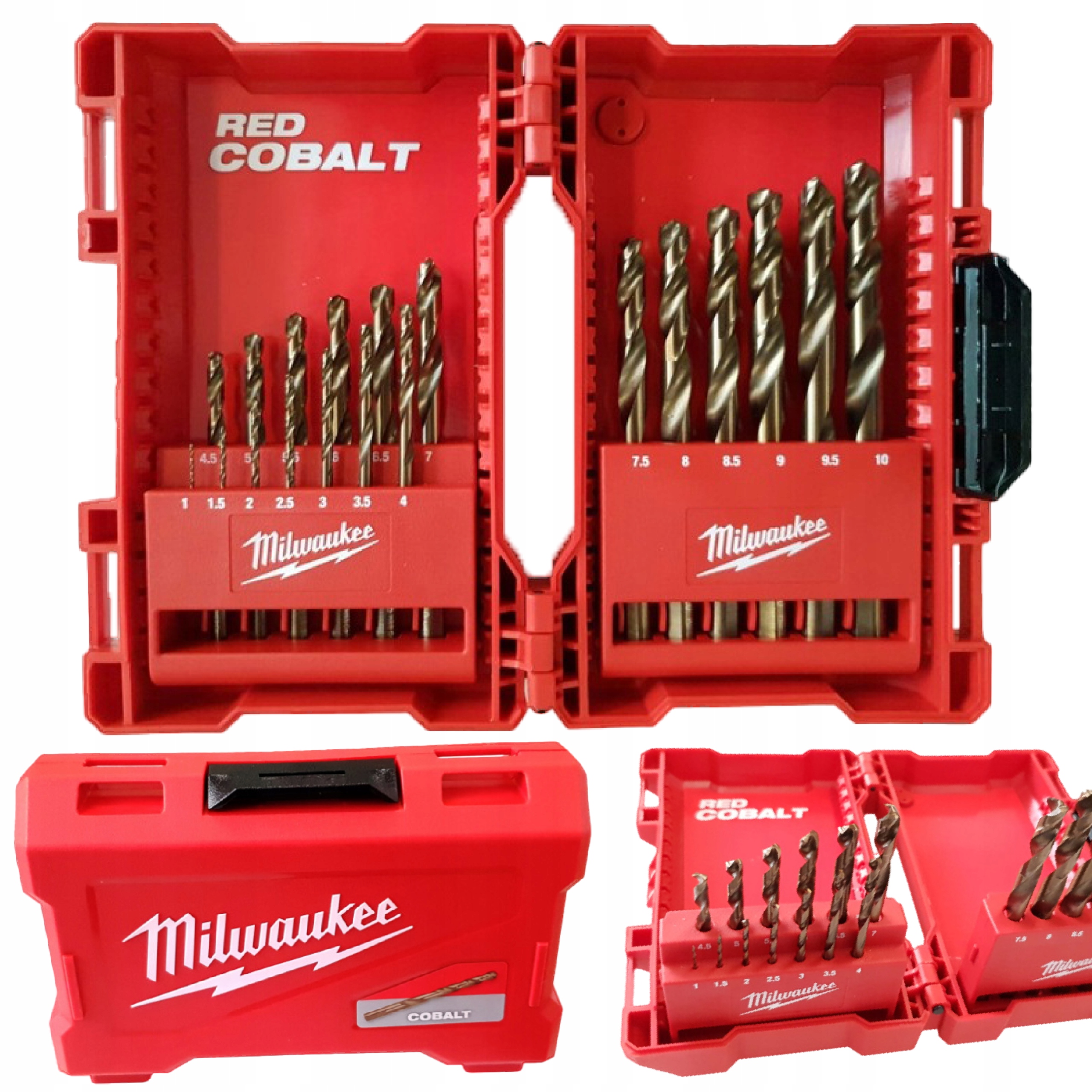 Wiertła Kobaltowe Do Metalu 1-10 MM Hss-g Red Cobalt (19 Szt) Milwaukee
