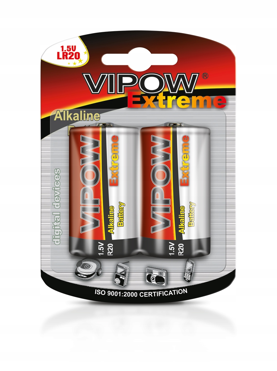 BAT0094B Baterie alkaliczne Vipow Extreme LR20 2s