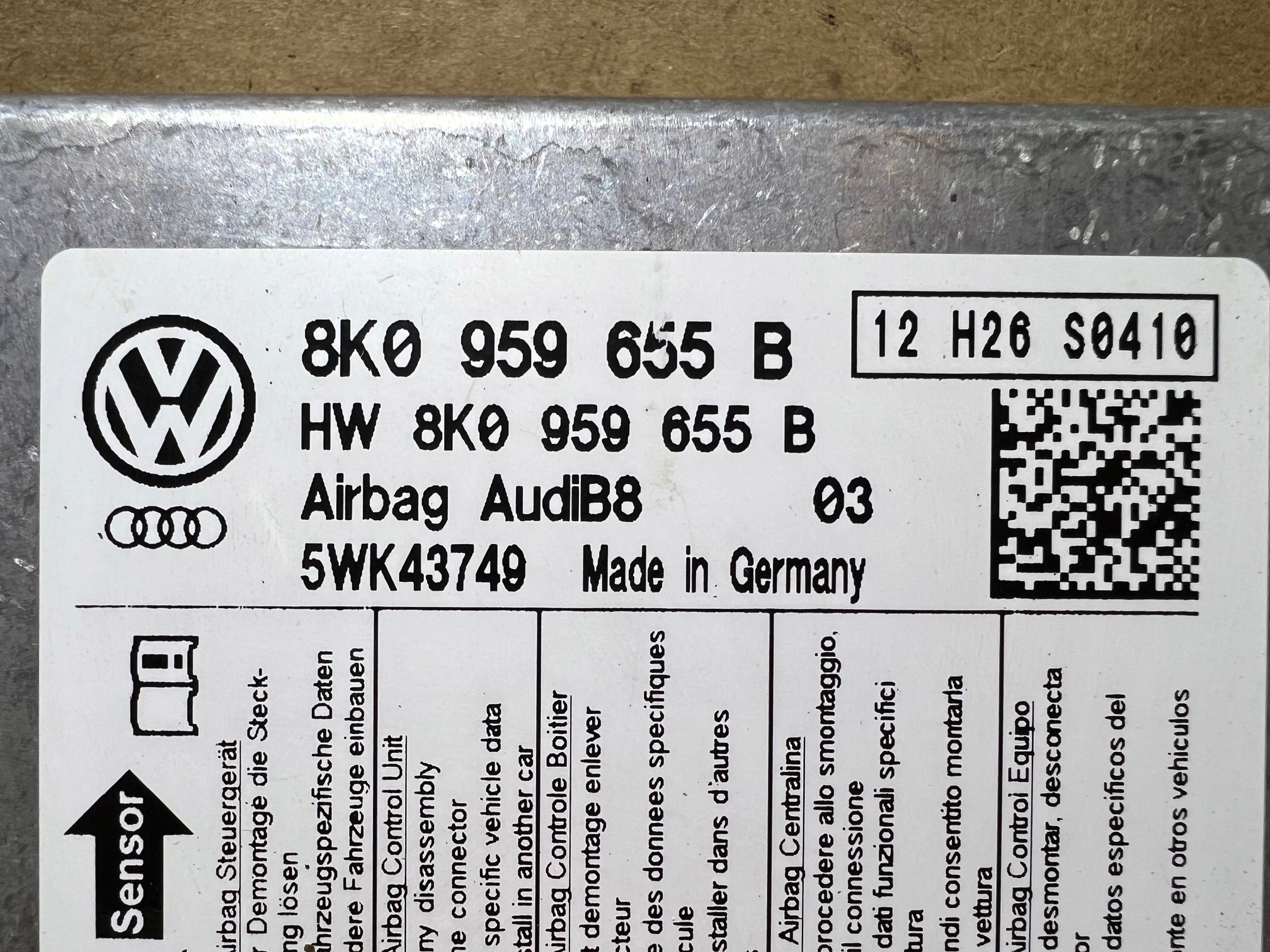 AUDI A5 8T A4 B8 modul SENSOR AIRBAG 8K0035382B
