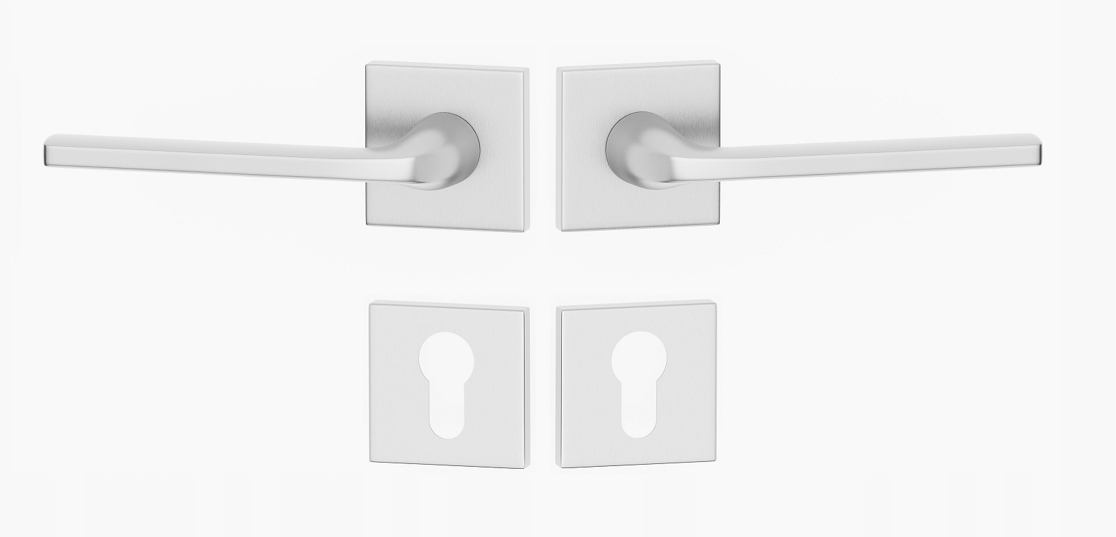 Klika na dveře komplet rozety vložka štítek Scandi slin čtverec chrom mat