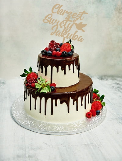 TOPPER TOPER NA TORT CHRZEST ŚWIĘTY IMIĘ GOŁĄBEK Motyw personalizowany