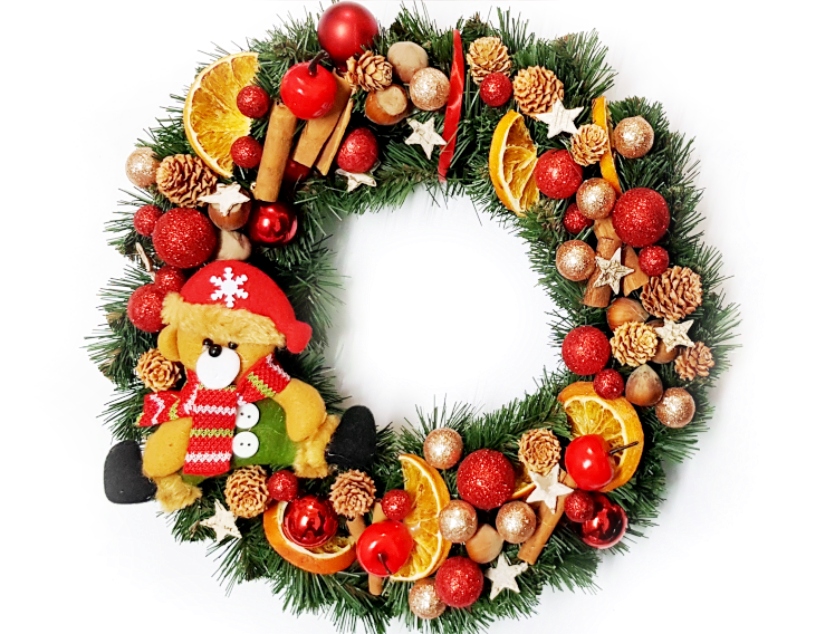 

Wianek świąteczny stroik na drzwi 35cm Misiowy