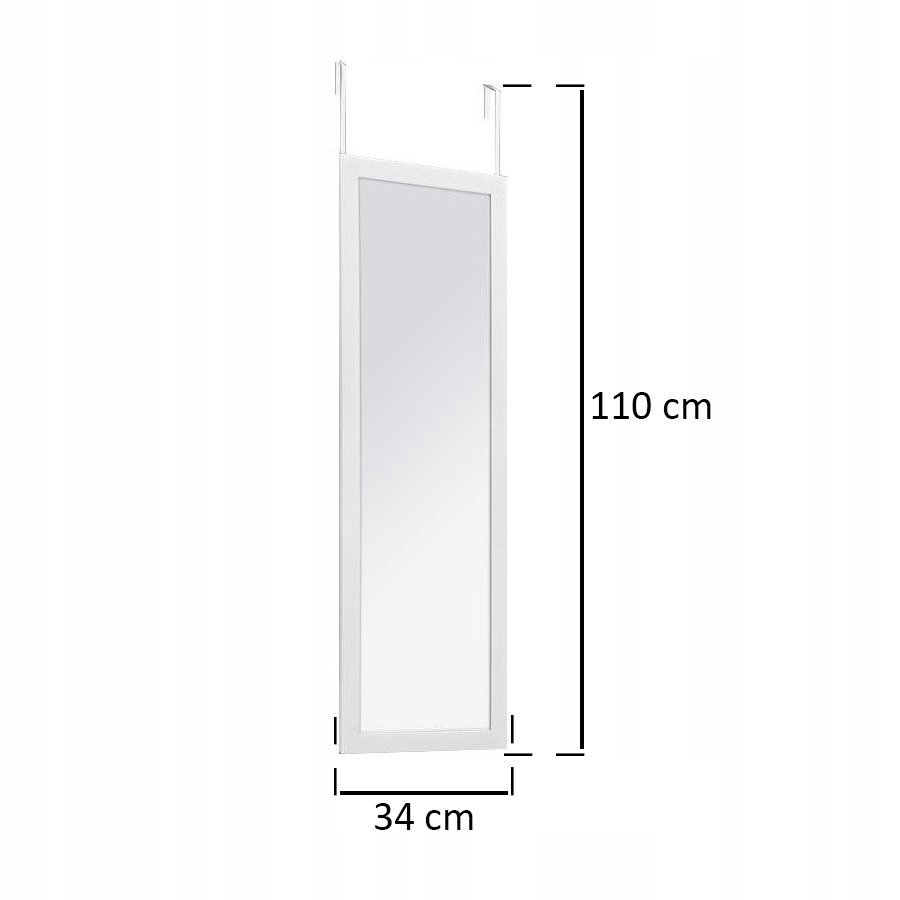 LUSTRO W BIAŁEJ RAMIE ZAWIESZANE NA DRZWI 36x110 PROSTOKĄTNE DUŻE Rodzaj zwykłe