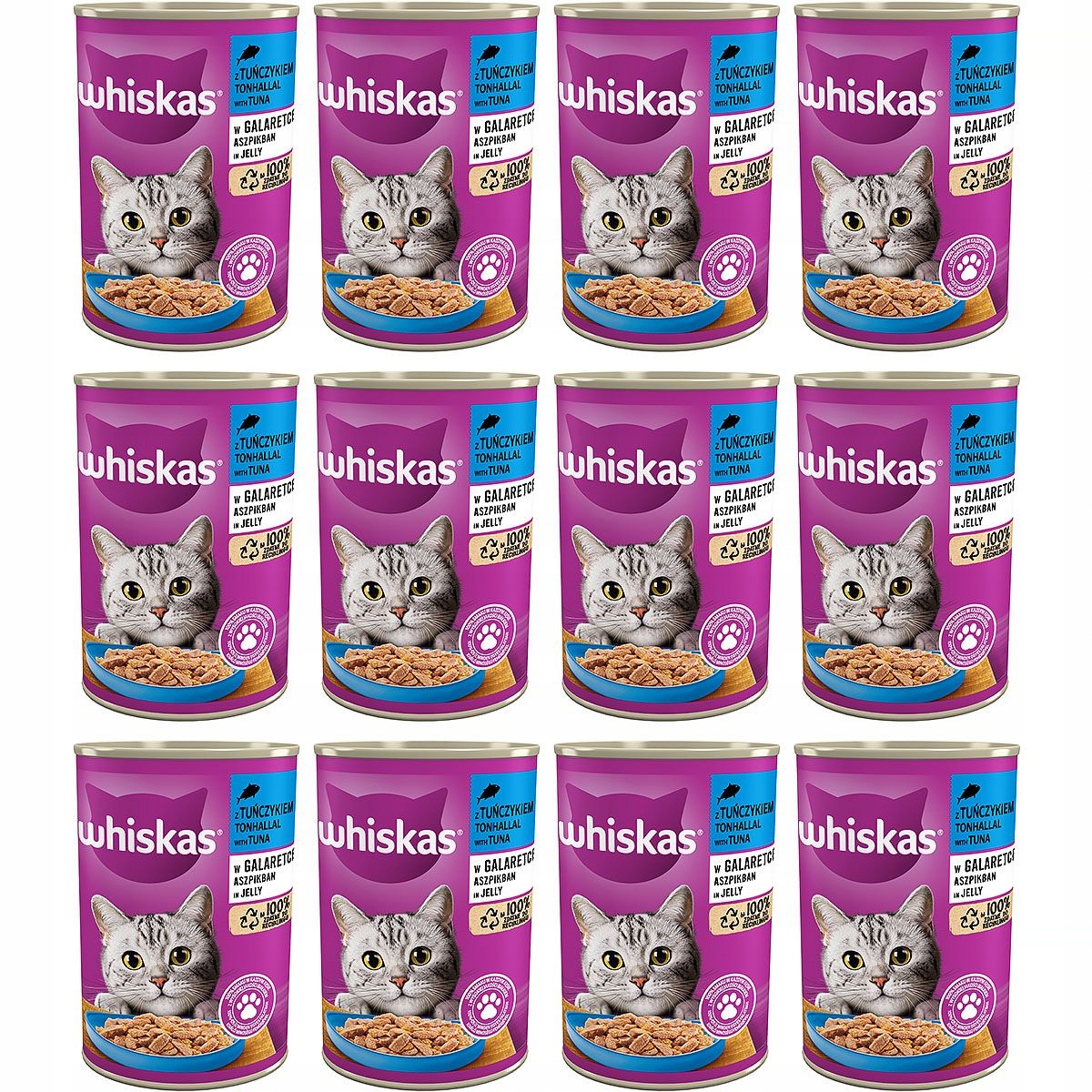 Levně Whiskas mokré krmivo pro kočky Tuňák Želé konzerva 12 x 400 g