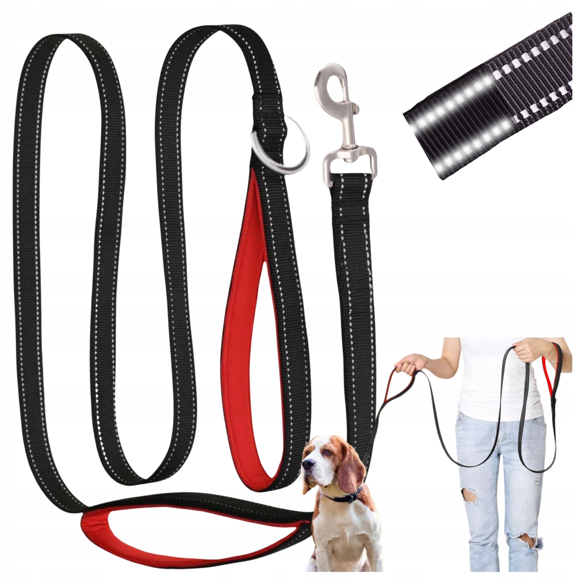 Levně Vodítko Tréninková Páska Pro Velkého Psa Na Procházku 5 M Pevná, Reflexní, Pohodlná