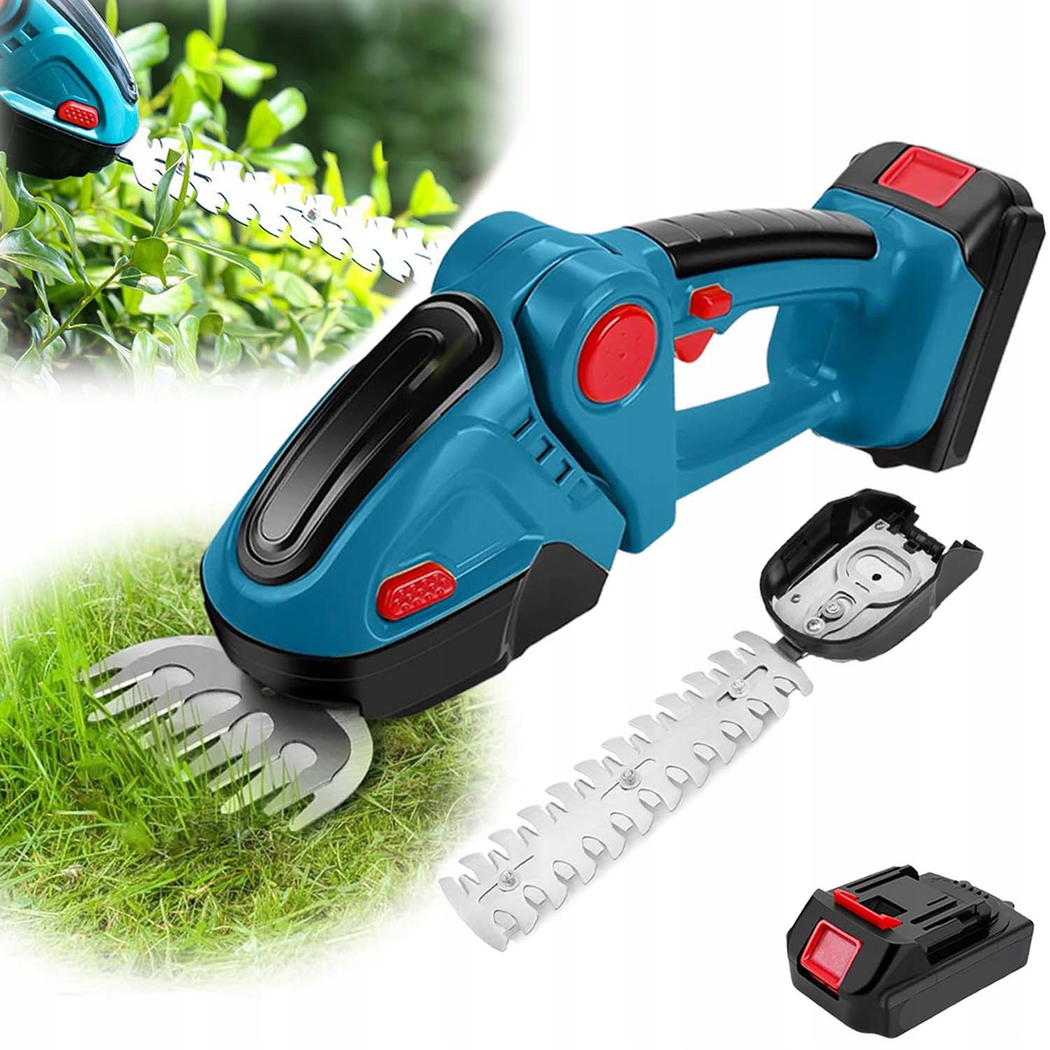 Akumulátorové Nůžky Na Trávy Keřů A Živý Plot Zahrada 24V 390W 2 X Čepel