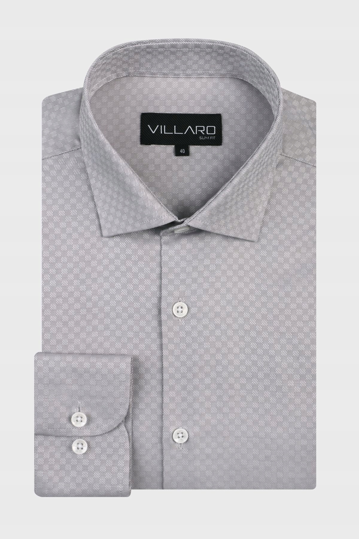 Šedá pánská košile Struktura 38-176/182 Slim Fit