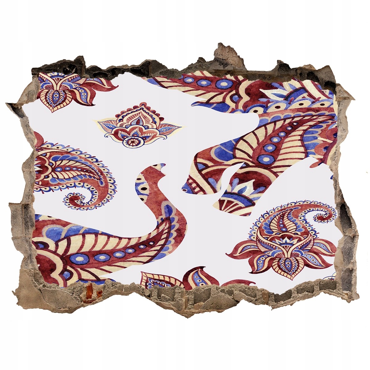 

Dziura 3d fototapeta Naklejka Słonie ornamenty