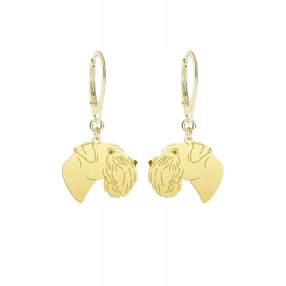 Náušnice Zlaté se psem Šnaucer Stříbro 925 Dárek Žena Gravírování Bonus