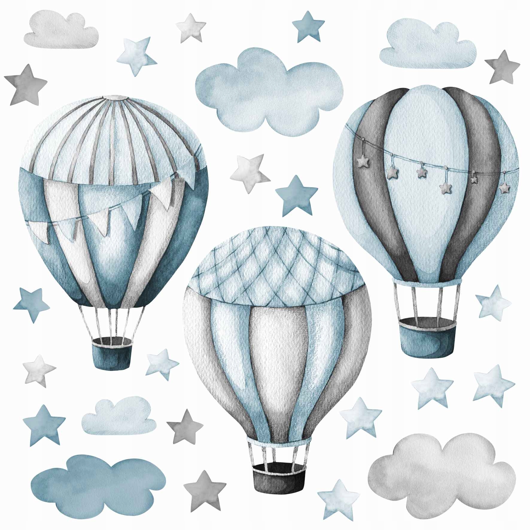 

Duże Naklejki na ścianę niebieskie balony chmurki