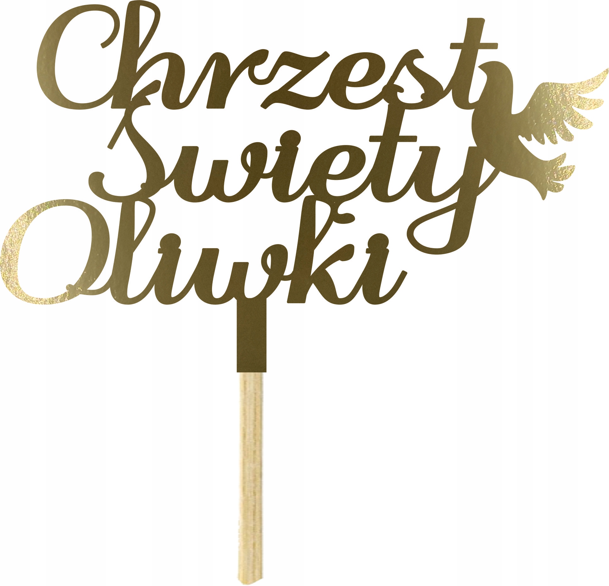 

Złoty Topper Na Tort Dekoracja Chrzest Imię