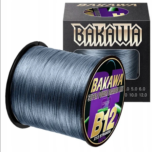 Plecionka Bakawa X12 1000m 0,23 mm szara 12 splotów karpiowa do metody