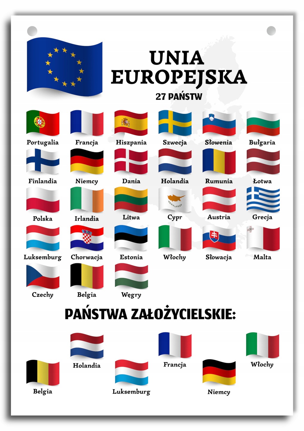 

Tablica edukacyjna flagi państw Unii Europejskiej